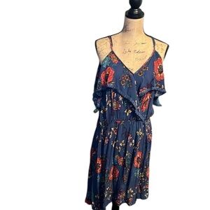 Xhilaration Blue and Red Ruffled Tiered Sundress